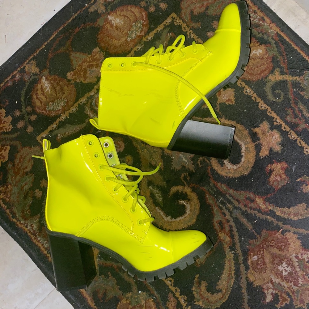 Yellow neon booties